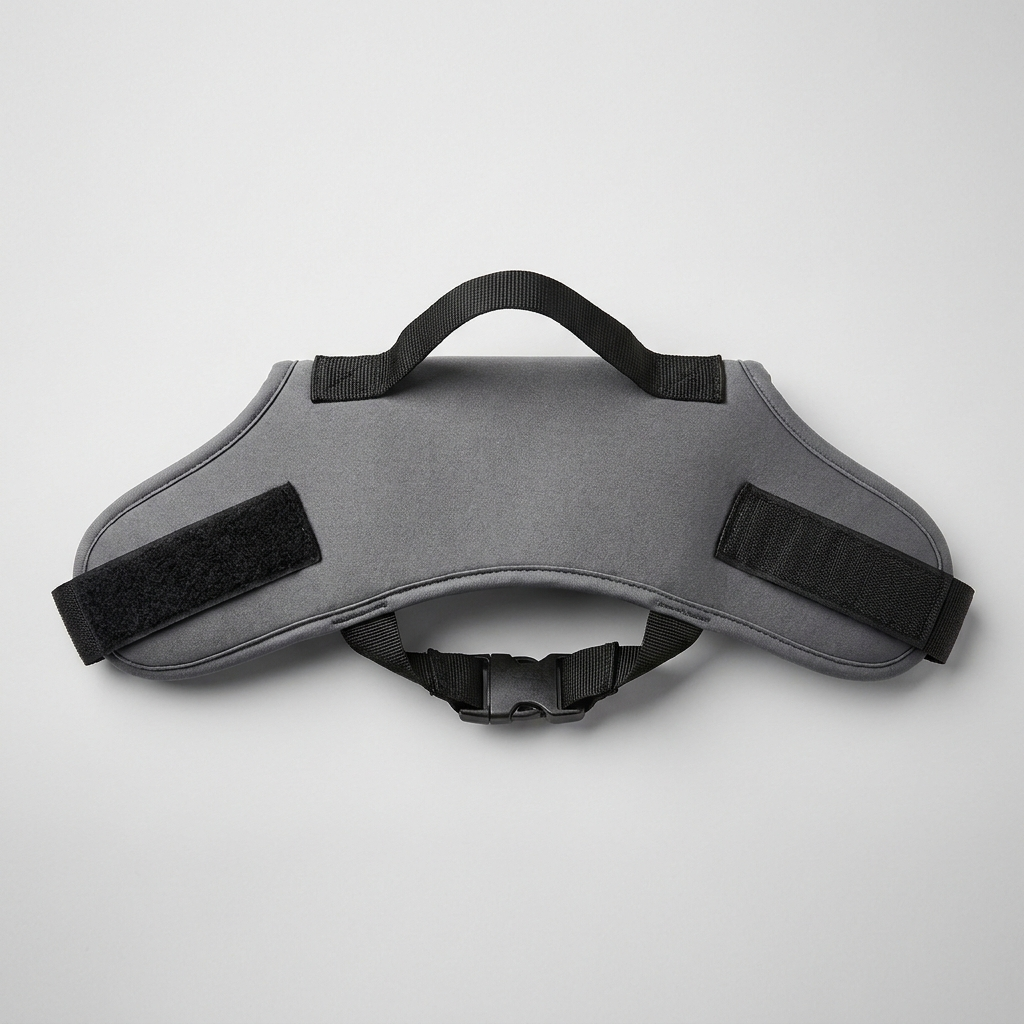 Dog rear-lift support harness with padded handle